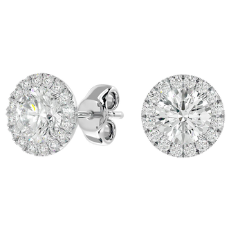 2.50 Carat Fiery Moissanite Halo Earrings Crafted In Solid 14K White Gold