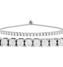 1 Carat Diamond Bolo Bracelet In 14 Karat White Gold, Adjustable 6-9 inches