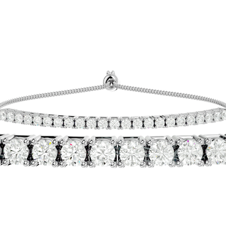 1 Carat Diamond Bolo Bracelet In 14 Karat White Gold, Adjustable 6-9 inches