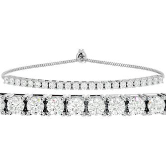 1 Carat Diamond Bolo Bracelet In 14 Karat White Gold, Adjustable 6-9 inches