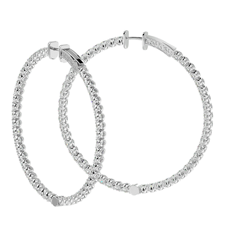 7 3/4 Carat Diamond Hoop Earrings In 14 Karat White Gold, 2 Inches
