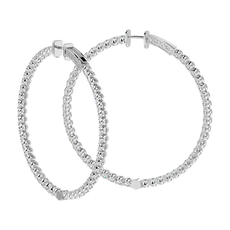 7 3/4 Carat Diamond Hoop Earrings In 14 Karat White Gold, 2 Inches