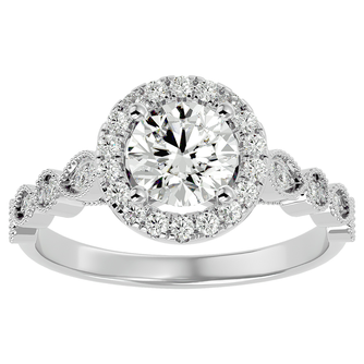 2023 Best Value Engagement Rings 1 1/3 Carat Halo Moissanite Engagement Ring In 14 Karat White Gold
