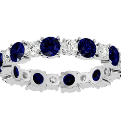 2023 Engagement Rings 2 1/4 Carat Sapphire and Diamond Eternity Ring In 14 Karat White Gold