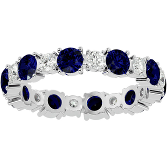2023 Engagement Rings 2 1/4 Carat Sapphire and Diamond Eternity Ring In 14 Karat White Gold