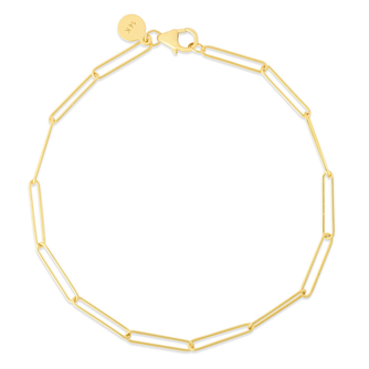 14 Karat Yellow Gold Wire Paperclip Chain Bracelet, 7 Inches