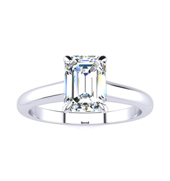 1 Carat Emerald Cut Lab Grown Diamond Solitaire Ring In 14K White Gold