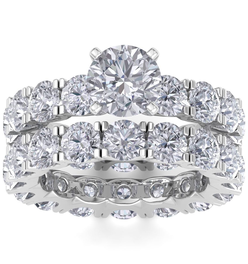 14 Karat White Gold 9 1/4 Carat Lab Grown Diamond Eternity Engagement Ring With Matching Band