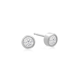 1/5 Carat Bezel Set Lab Grown Diamond Stud Earrings In 14 Karat White Gold - For Daughter!