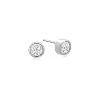 1/5 Carat Bezel Set Lab Grown Diamond Stud Earrings In 14 Karat White Gold - For Daughter!