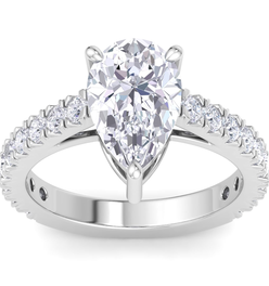 3 Carat Pear Shape Lab Grown Diamond Classic Engagement Ring In 14K White Gold
