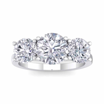 2023 Engagement Rings 4 Carat Lab Grown Diamond Three Stone Ring In 14 Karat White Gold