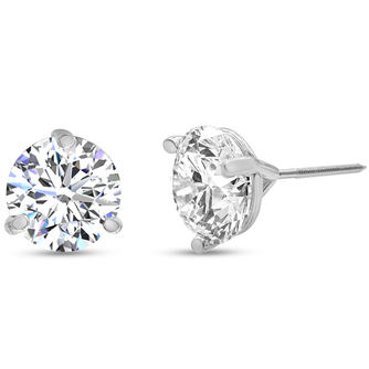 6 Carat Lab Grown Diamond Martini Stud Earrings In 14 Karat White Gold