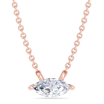 1/4 Carat Marquise Shape Lab Grown Diamond Solitaire Necklace In 14 Karat Rose Gold - For Daughter!
