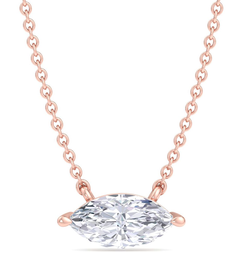 1 Carat Marquise Shape Lab Grown Diamond Solitaire Necklace In 14 Karat Rose Gold - For Mommy!