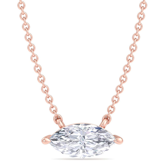 1 Carat Marquise Shape Lab Grown Diamond Solitaire Necklace In 14 Karat Rose Gold - For Mommy!