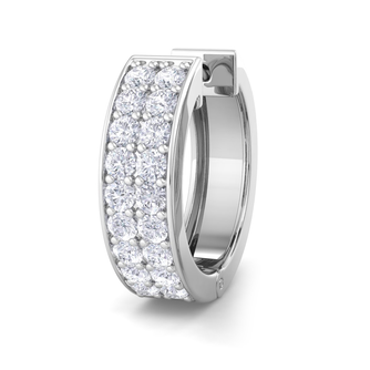 Father's Day Special! 14 Karat White Gold Single Men's Hoop Earring with 1/4 Carat Diamond
