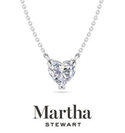 Martha Stewart 1 Carat Heart Shape Lab Grown Diamond Solitaire Necklace In 14K White Gold