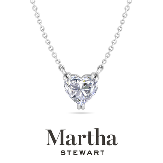 Martha Stewart 1 Carat Heart Shape Lab Grown Diamond Solitaire Necklace In 14K White Gold