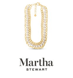 Martha Stewart Three Strand Pearl and Chain Necklace In Gold