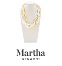 Martha Stewart Five Strand Pearl and Gold Ball Twisted Necklace In Gold