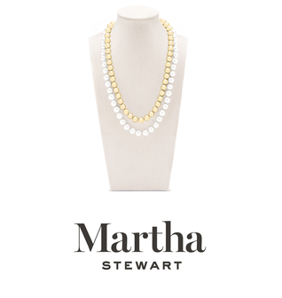 Martha Stewart Pearl and Gold Ball Necklace In Gold