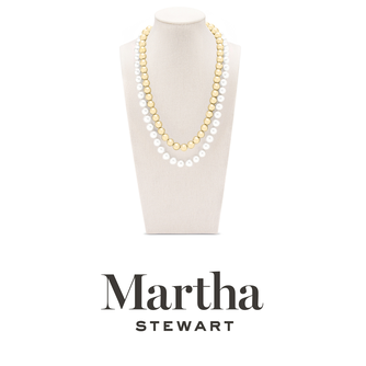 Martha Stewart Pearl and Gold Ball Necklace In Gold