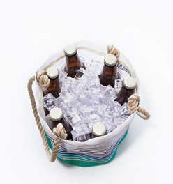 Blue Ombre Stripe Beverage Bucket Bag