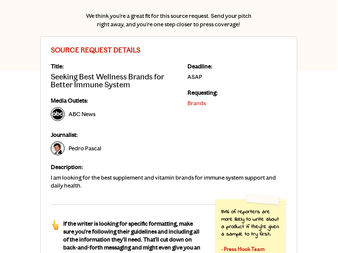 Press Hook Launches New AI-Powered Source Requests and Pitching Feature