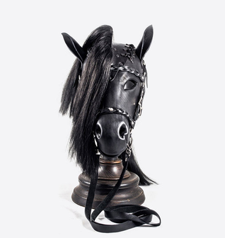 Black Horse Pony Mask with Bridle - Bob Basset