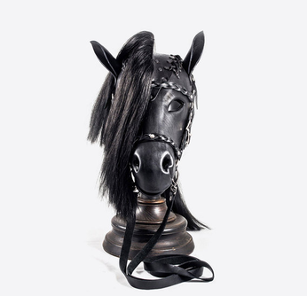 Black Horse Pony Mask with Bridle - Bob Basset