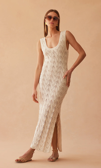 Vincent Crystal Pointelle Knit Dress