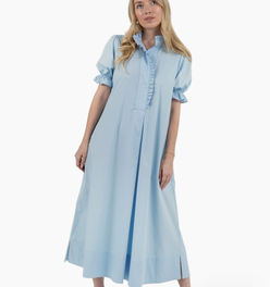 Weekender Mini Ruffle Caftan - Vintage Blue