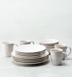 Bordo 16pc Dinnerware Set (Gray & Ivory)