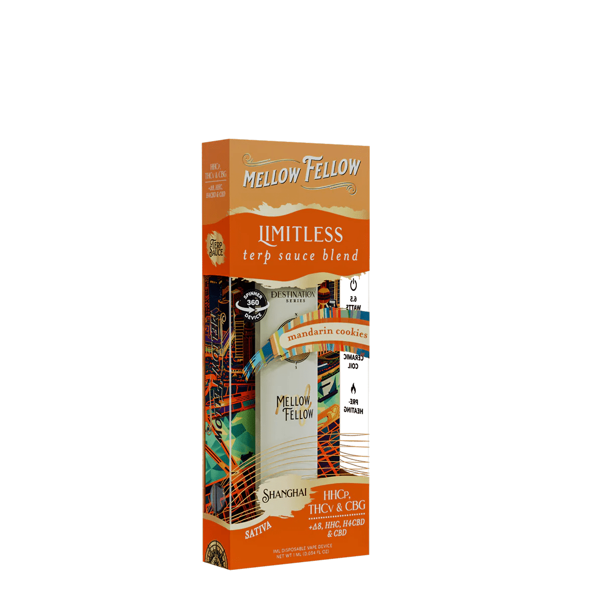 Limitless Blend - Terp Sauce 1ml Disposable Spinner Vape - Mandarin Cookies (Sativa)