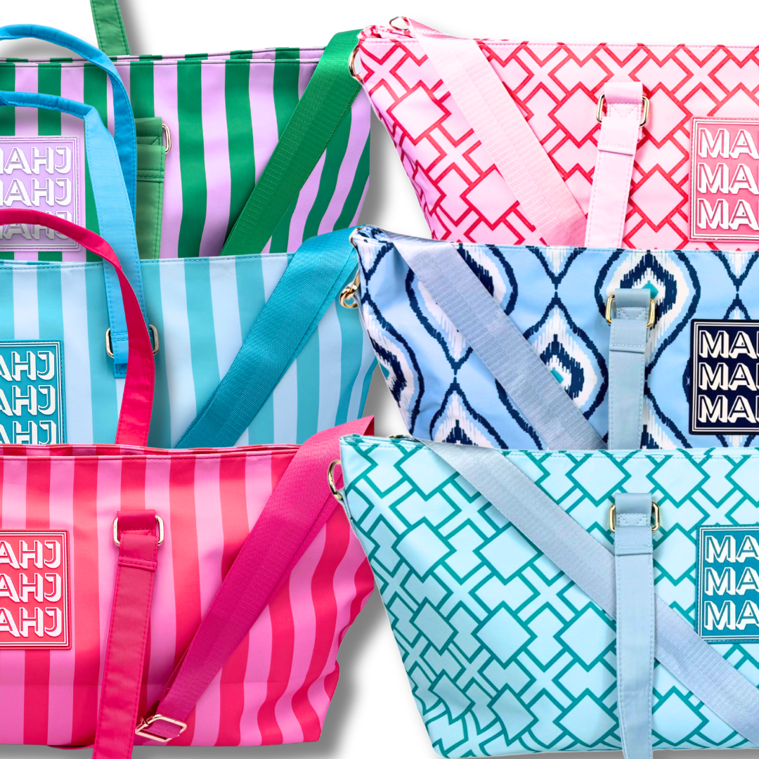 MAHJONG TOTE BAG  |  Wide with Zipper Closure