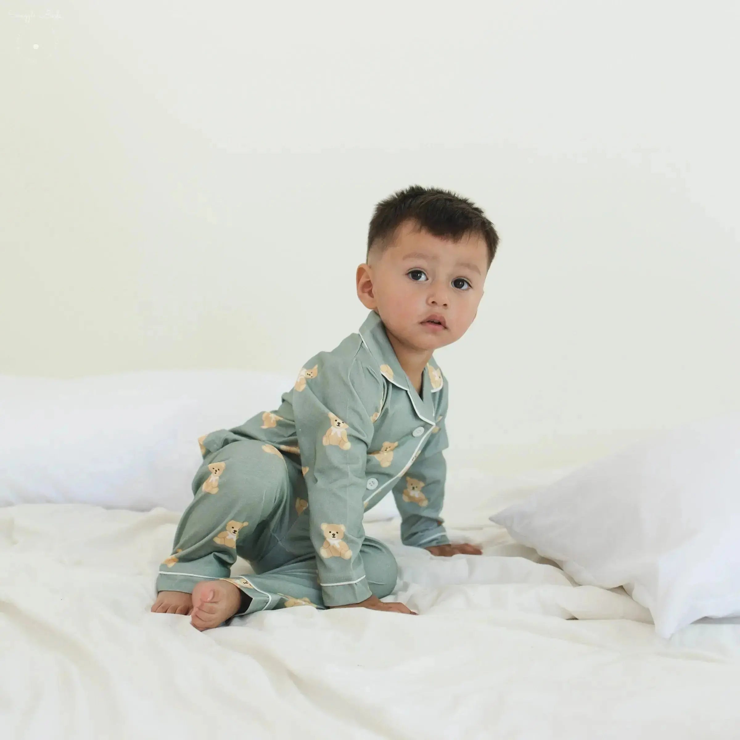 Teddy Bear Print - Cotton Pajamas for Toddlers & Kids (12M–4Y)