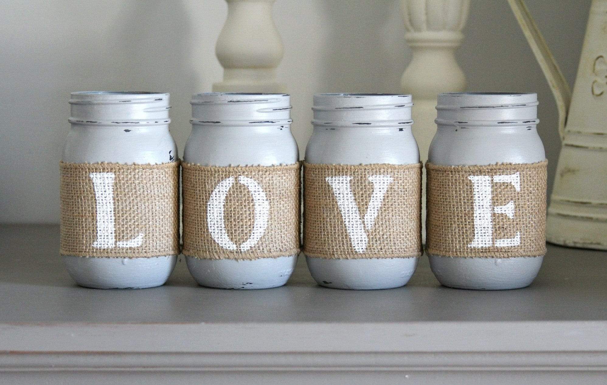 Farmhouse Valentine's Day Home Decor | Gray Table Decor - One Sided
