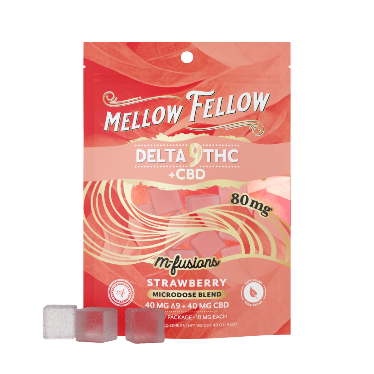 Microdose M-Fusions Gummies - Delta 9 THC + CBD 8ct 80mg - Strawberry