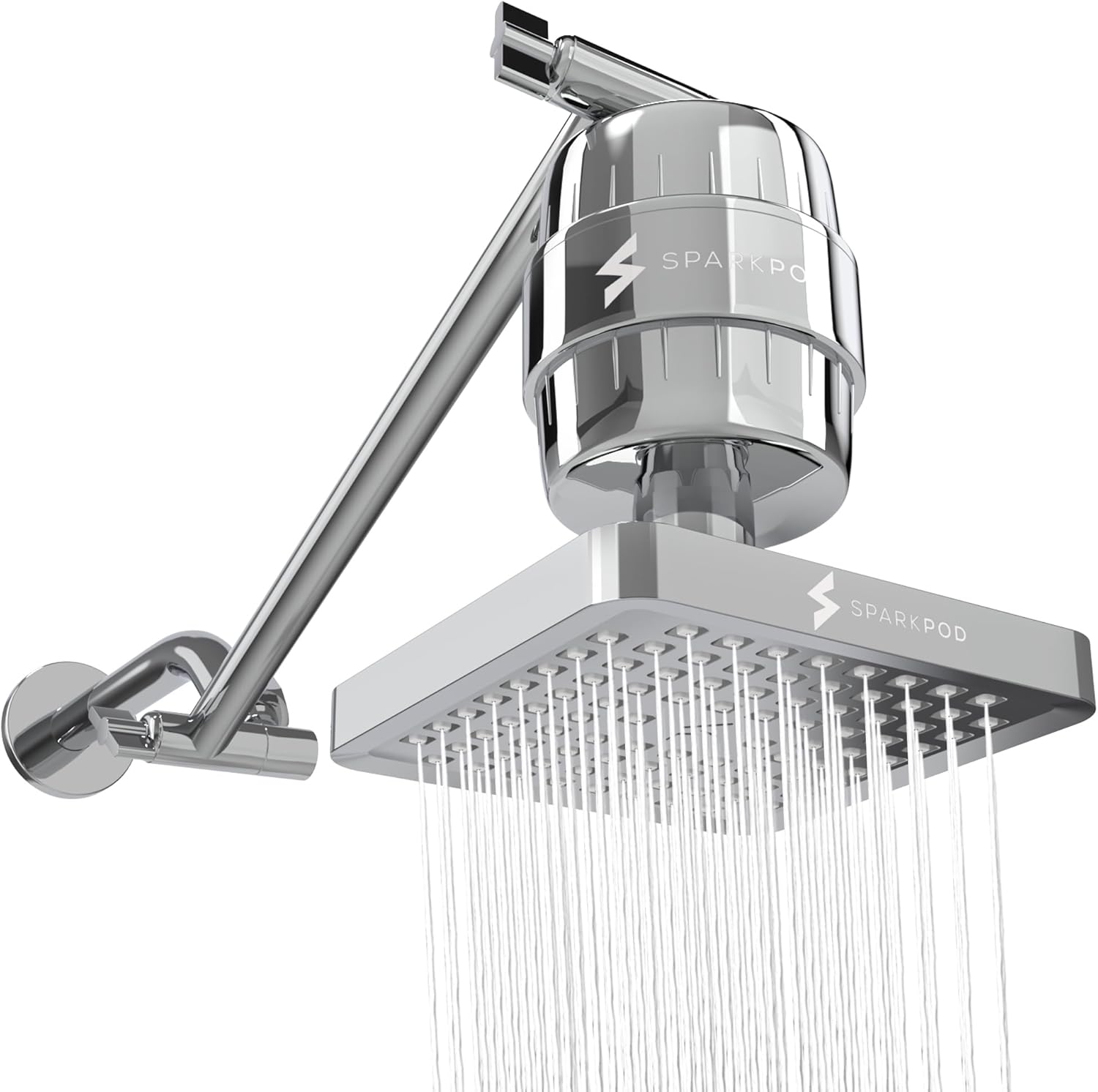 SparkPod 6" High Pressure Filtered Rain Shower Head with Extension Arm