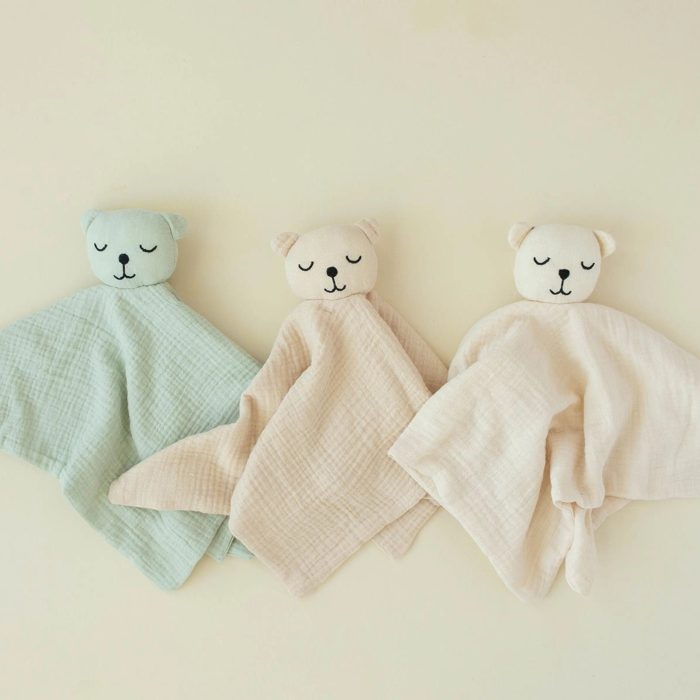 100% Muslin Cotton Comfort Blanket (Lovey) – Oat, Cream & Mint
