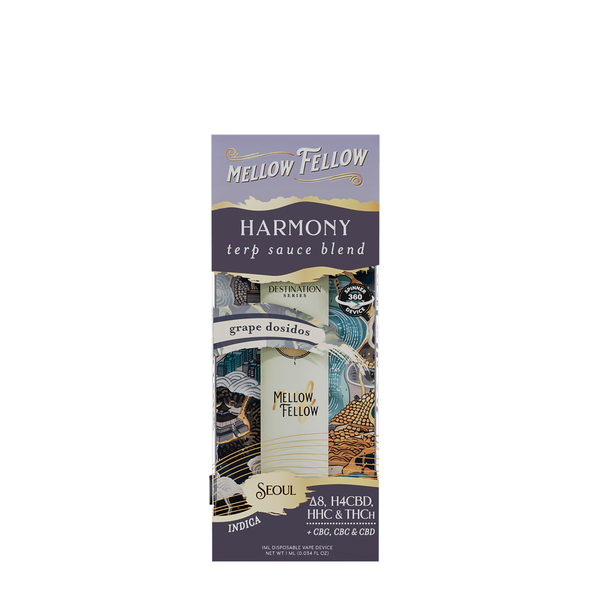 Harmony Blend - Terp Sauce 1ml Disposable Spinner Vape - Grape Dosidos (Indica)
