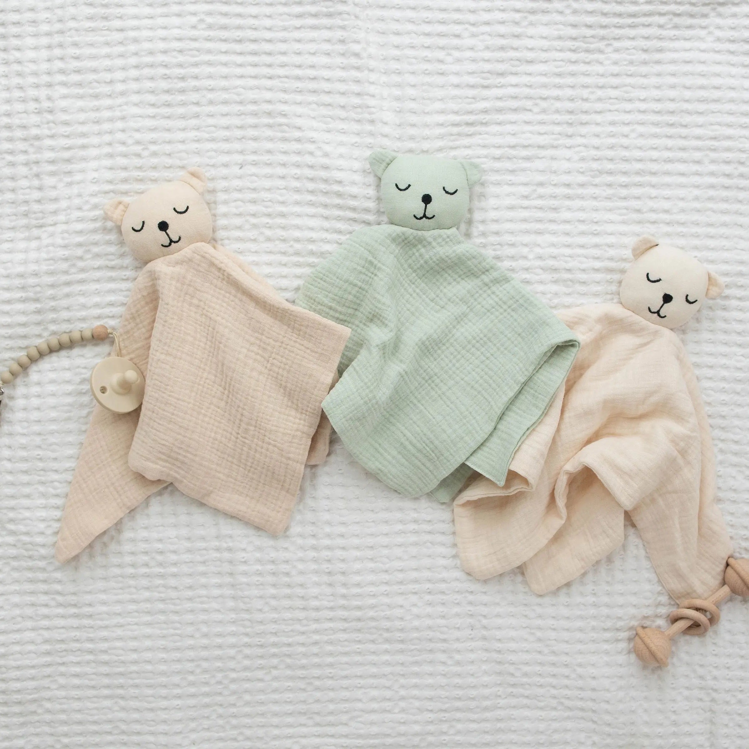 100% Muslin Cotton Comfort Blanket (Lovey) – Oat, Cream & Mint