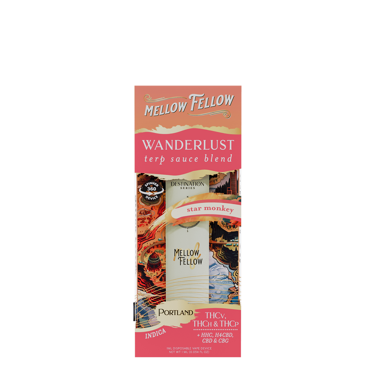 Wanderlust Blend - Terp Sauce 1ml Disposable Spinner Vape - Star Monkey (Indica)