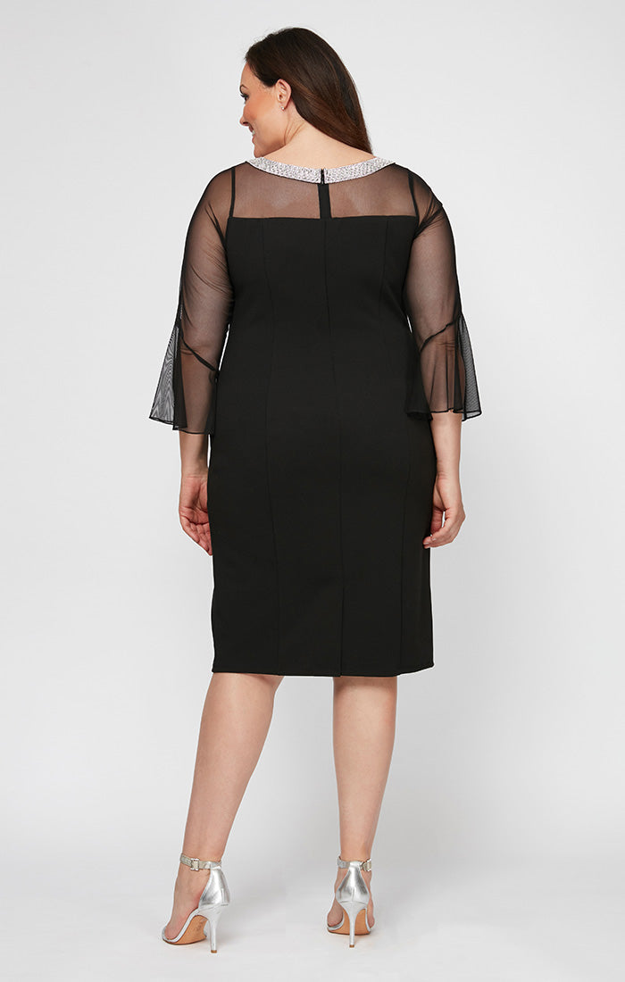 Plus Olivia Illusion Neck Crepe Dress