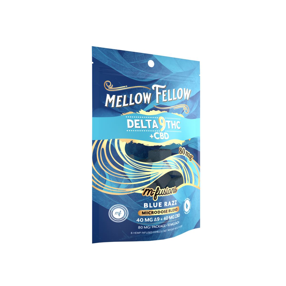 Microdose M-Fusions Gummies - Delta 9 THC + CBD 8ct 80mg - Blue Razz
