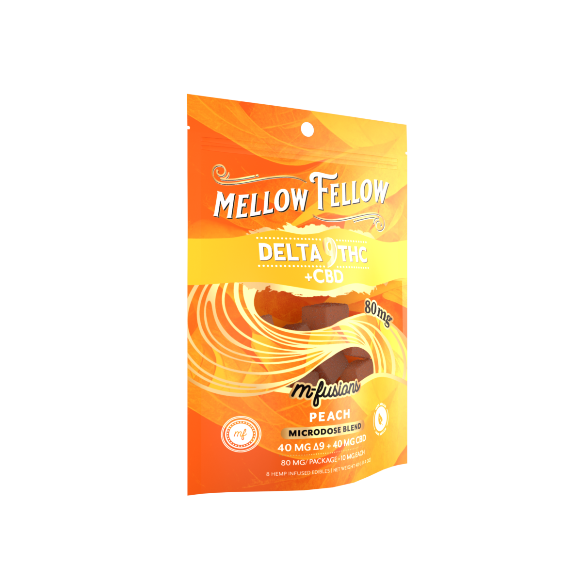 Microdose M-Fusions Gummies - Delta 9 THC + CBD 8ct 80mg - Peach
