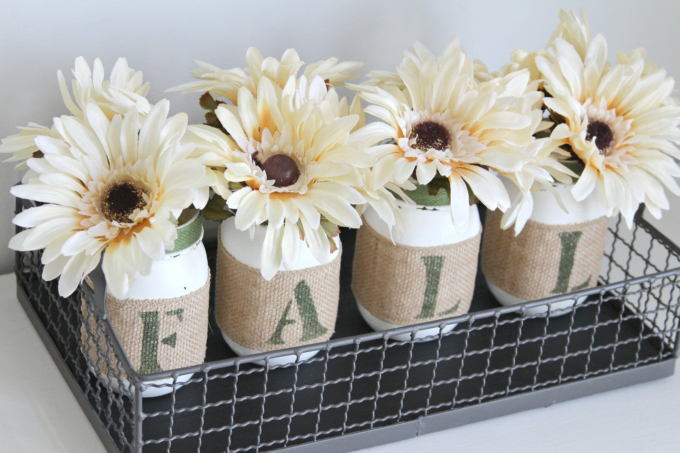 Green Rustic Fall Decor | Autumn Table Centerpieces - ONE SIDED