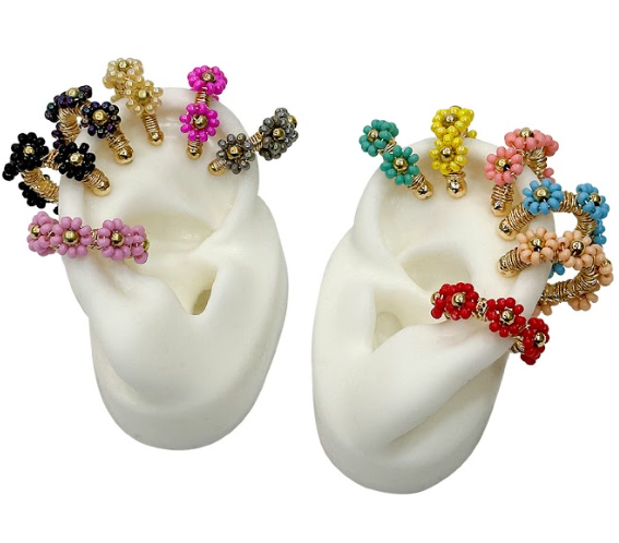 Floral Beaded Earcuffs