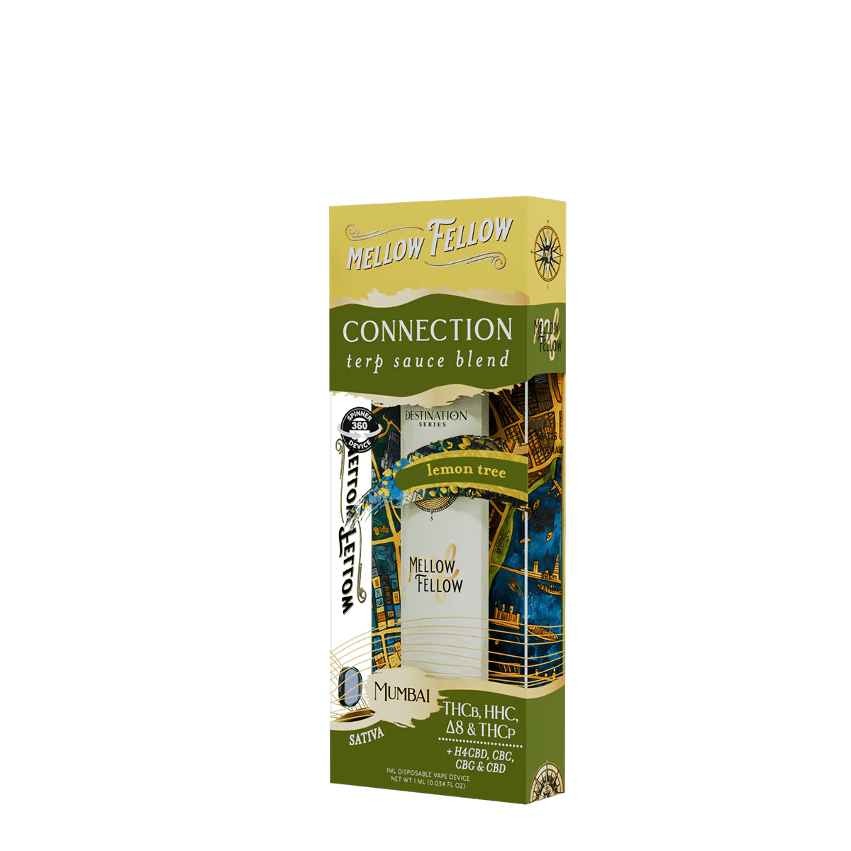 Connection Blend - Terp Sauce 1ml Disposable Spinner Vape - Lemon Tree (Sativa)